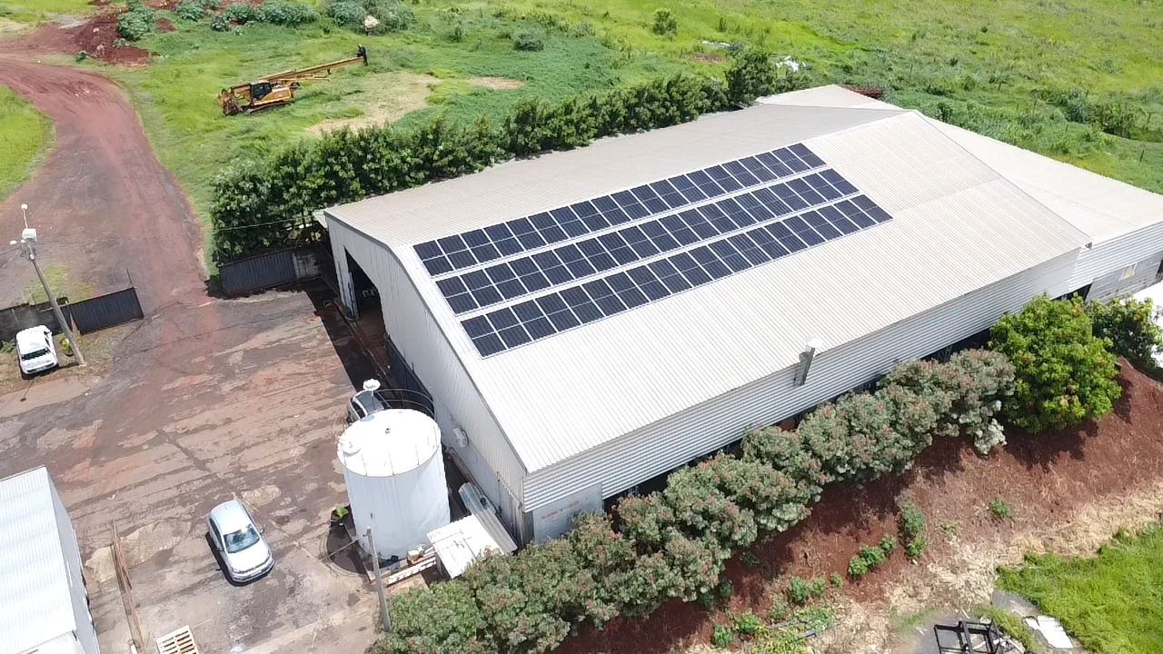 Galpão industrial com painéis solares instalados pela Business Energy Group